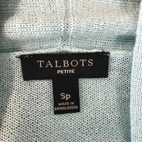 Talbots Womens Blue Linen Blend Long Sleeve Lightweight Cardigan Sweater Size SP - Picture 6 of 8